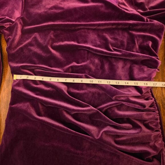 Maggy London Dress Size 16 Velvet Amethyst Purple Ruched Asymmetrical NWT - Picture 8 of 15